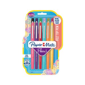 PAPER MATE Flair Felt Tip Ast Pack – 12