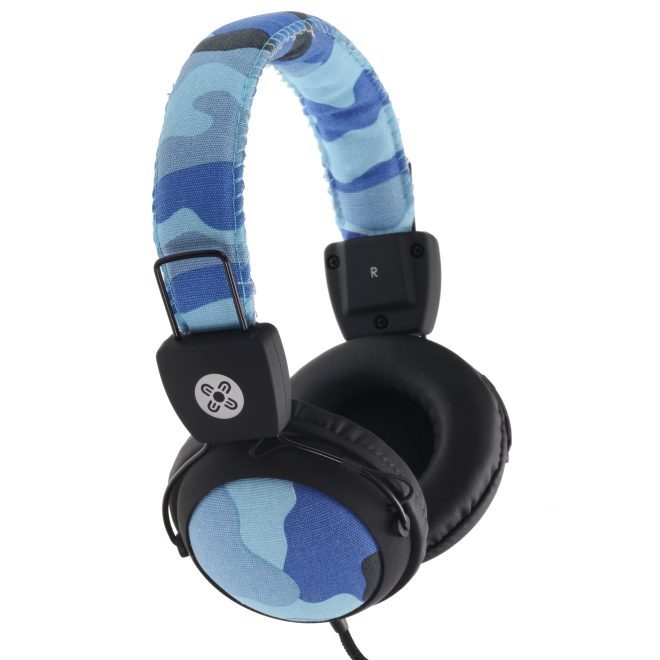 MOKI Camo In-line Mic Headphones – Blue