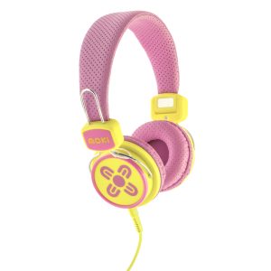 MOKI Kid Safe Volume Limited Headphones – Pink and Yellow