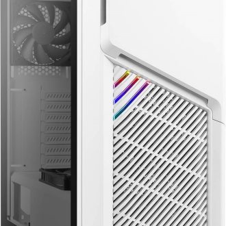 ANTEC DP502 FLUX White High Airflow, ATX, Tempered Glass with 3x Fans in Front, 1x Rear, 1x PSU Shell (Reverse Fan blade) Gaming Case