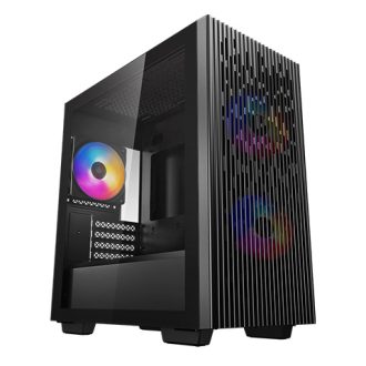 DEEPCOOL MATREXX 40 FS Micro-ATX Case, 3xTri-Color LED Fans, Tempered Glass Panel, Mesh Top and Front Panel, Better Airflow for Cooling Support