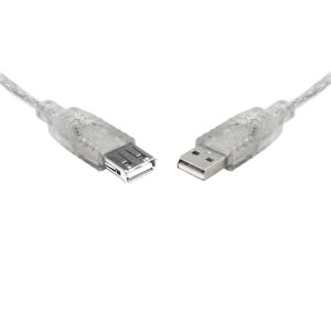 8WARE USB 2.0 Extension Cable A to A Male to Female Metal Sheath Cable – 3M, Transparent