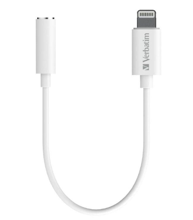 VERBATIM USB-C to 3.5mm Headphone Jack 10cm – White