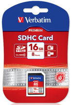 VERBATIM SDHC (Class 10) Up to 45MB/Sec 300X read speed