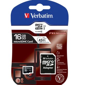 VERBATIM Micro SDHC (Class 10) with Adaptor Up to 45MB/Sec 300X read speed