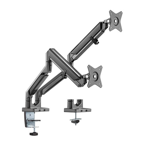 BRATECK Dual Monitors Epic Gas Spring Aluminum Monitor Arm Fit Most 17′-32′ Monitors, Up to 9kg per screen VESA 75×75/100×100 Space Grey