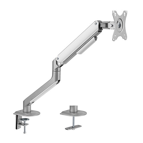 BRATECK Single Monitor Economical Spring-Assisted Monitor Arm Fit Most 17′-32′ Monitors, Up to 9kg per screen VESA 75×75/100×100 – Silver