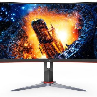 AOC 31.5″ Curved 1ms 165Hz Full HD FreeSync Ultra Narrow Border Gaming Monitor – DP x 1, HDMI x 2, VGA x1. VESA100mm Low Blue