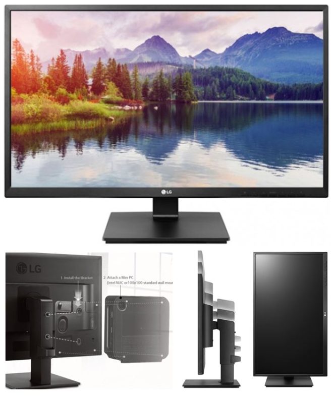 LG 23.8′ IPS 5ms Business. Full HD, Monitor w/HAS PIVOT – VGA/DVI/HDMI/DP USB Speakers VESA100mm Height Adjust Stand