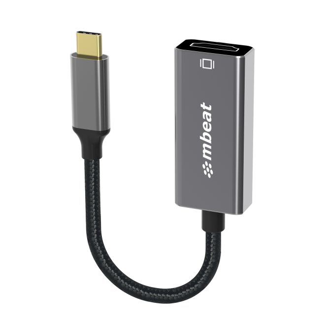 MBEAT Tough Link 1.8m 4K USB-C to Display Port Cable – Converts USB-C to DisplayPort,4K@60Hz (3840×2160), Gold Plated, Aluminium, Nylon Braided Cable