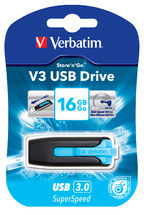 VERBATIM 16GB V3 USB3.0 Store’n’Go V3; Rectractable – Blue