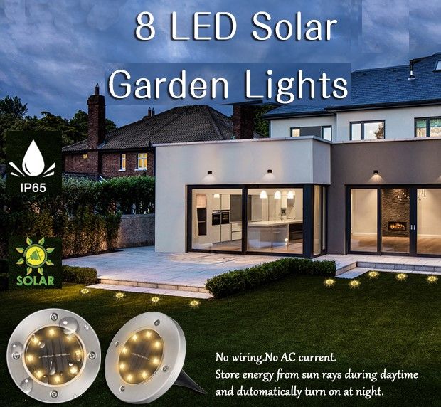 8 Pack LED Solar Pathway Lights Outdoor Solar Ground Lights (Warm White)