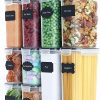 14 Pieces Airtight Food Storage and BPA Free Plastic with Easy Lock Black Lids Labels for Kitchen