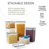 14 Pieces Airtight Food Storage and BPA Free Plastic with Easy Lock Black Lids Labels for Kitchen