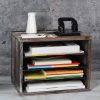 4 Compartment Rustic Wood Desk Organizer Paper File Holder for Home and Office, Document Storage, File sorter, Mail and Letter Tray