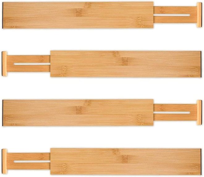 Bamboo Adjustable Kitchen Drawer Dividers (Large, 44-55 cm) – 4