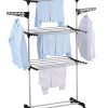 Folding 3 Tier Clothes Laundry Drying Rack with Stainless Steel Tubes for Indoor & Outdoor Home