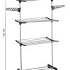 Folding 3 Tier Clothes Laundry Drying Rack with Stainless Steel Tubes for Indoor & Outdoor Home