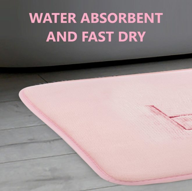 Extra Thick Memory Foam & Super Comfort Bath Rug Mat for Bathroom (60 x 40 cm) – Pink