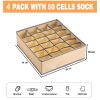 Set of 4 Fabric Drawer Organizer Divider Storage Boxes for Storing Socks, Underwear, Ties, Scarves (Beige)