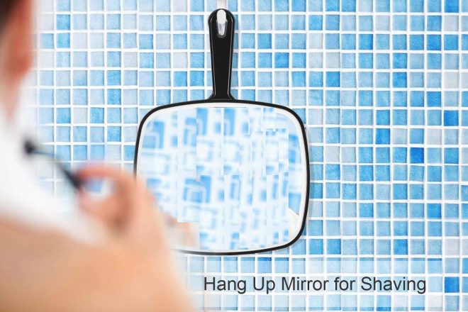 Extra Large Black Handheld Mirror with Handle – 31.5×23 cm