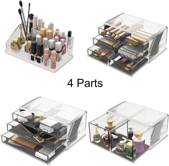 Makeup Cosmetic Organizer Storage with 12 Drawers Display Boxes – Clear