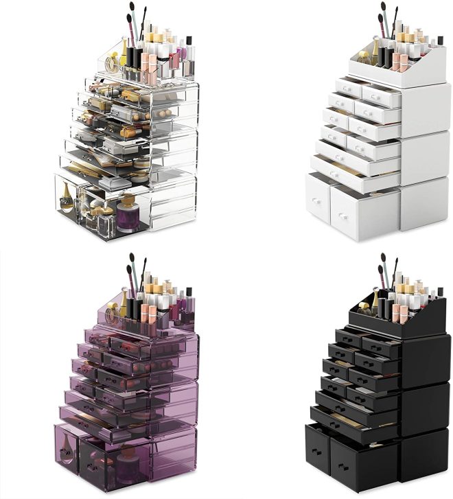 Makeup Cosmetic Organizer Storage with 12 Drawers Display Boxes – Clear