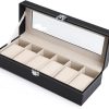 Black PU Leather Watch Organizer Display Storage Box Cases for Men & Women – 30x12x8 cm