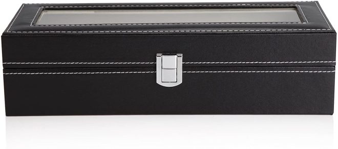 Black PU Leather Watch Organizer Display Storage Box Cases for Men & Women – 30x12x8 cm