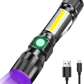 7 Modes Waterproof Rechargeable UV Light Flashlight Torch for Camping