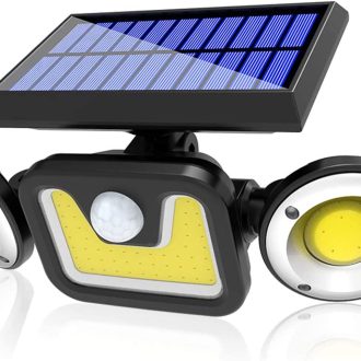 Outdoor Solar Lights with 3 Adjustable Head for Porch Garden Patio