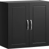 Wall Storage Cabinet Double Doors, Black