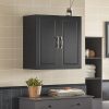 Wall Storage Cabinet Double Doors, Black