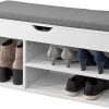 Padded Shoe Bench Lift Up Storage