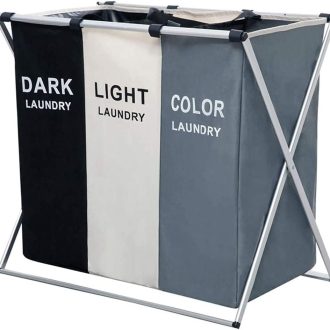 3 in 1 Large 135L Laundry Clothes Hamper Basket with Waterproof bags and Aluminum Frame