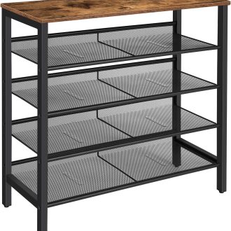 5-Tier Shoe Rack, Industrial Shoe Organizer Storage Bench