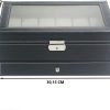 12 Slot PU Leather Lockable Watch and Jewelry Storage Boxes – Black