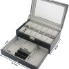 12 Slot PU Leather Lockable Watch and Jewelry Storage Boxes – Black