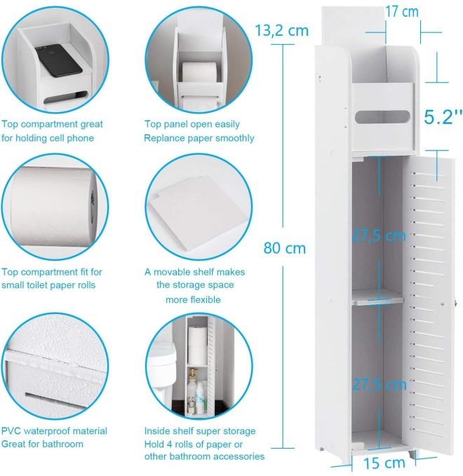 Toilet Paper Roll Holder for Bathroom (80 cm) – White