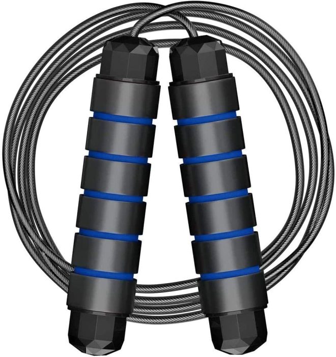 LT Skipping Rope Tangle-Free with Ball Bearings Rapid Speed Jump Rope Cable Ideal for Fitness Gym. – Blue