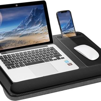 Portable Laptop Desk with Device Ledge, Mouse Pad and Phone Holder for Home Office