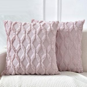 2 Pack Decorative Boho Throw Pillow Covers 45 x 45 cm – Pink