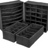 4 Pack Foldable Drawer Dividers Storage Boxes (Black)