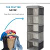 5 Foldable Shelf Hanging Closet Organizer Space Saver with Side Accessories Pockets for Clothes Storage. – 2