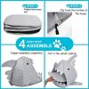 Shark Shape Pet Cave Bed for Cats andSmall Dogs 45 x 45 x 38 cm – Light Grey