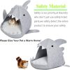 Shark Shape Pet Cave Bed for Cats andSmall Dogs 45 x 45 x 38 cm – Light Grey