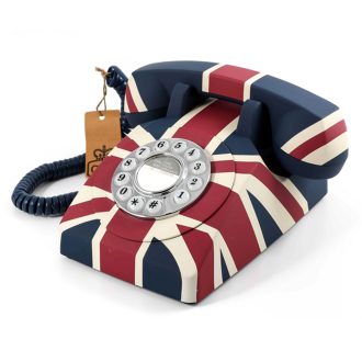 GPO 746 Retro Rotary Push Button Desk Home Phone Union Jack UK