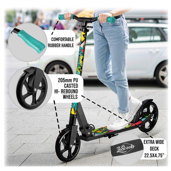 Lascoota Pulse Kick Push Commuter Scooter Teen Adult Graphic – Black