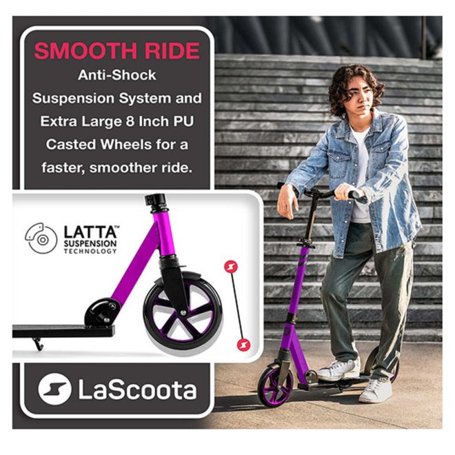 Lascoota Pulse Kick Push Commuter Scooter Teen Adult Graphic – Black