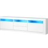 LED RGB TV Cabinet Entertainment Unit Stand Gloss Drawers 160cm White